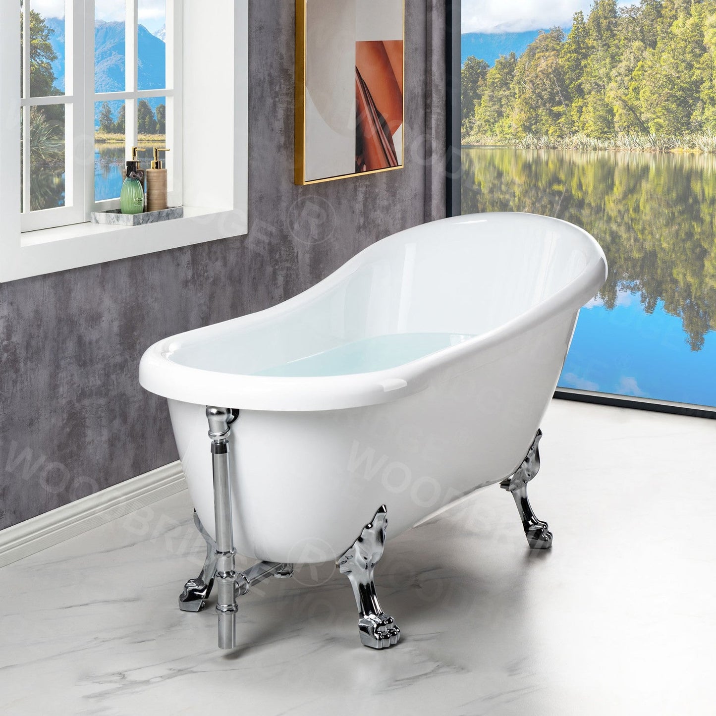 WOODBRIDGE 67" Heavy Duty Acrylic Slipper Clawfoot Bath Tub