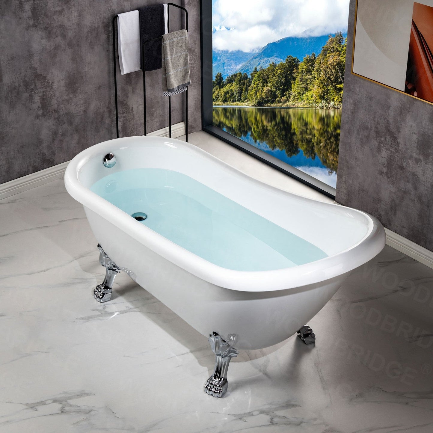 WOODBRIDGE 67" Heavy Duty Acrylic Slipper Clawfoot Bath Tub