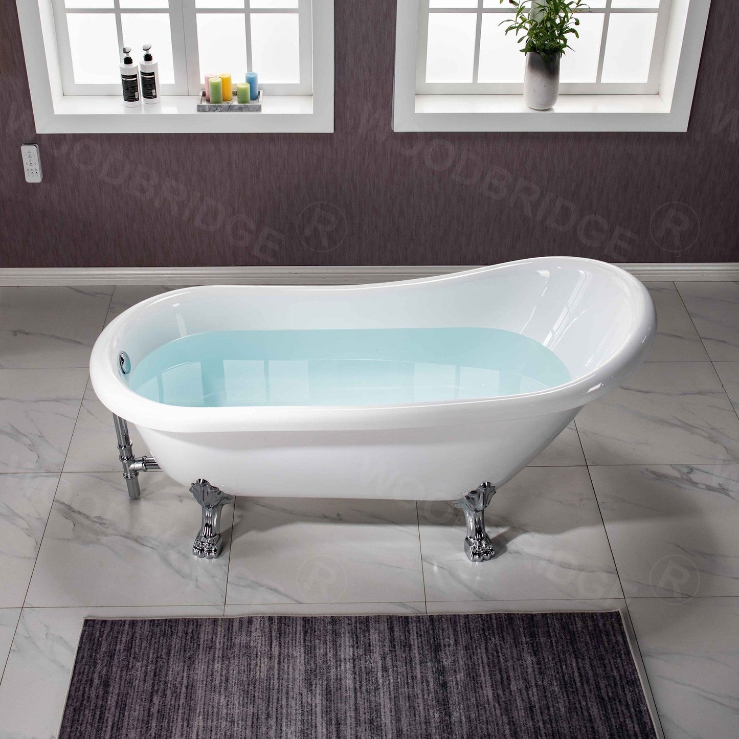 WOODBRIDGE 67" Heavy Duty Acrylic Slipper Clawfoot Bath Tub