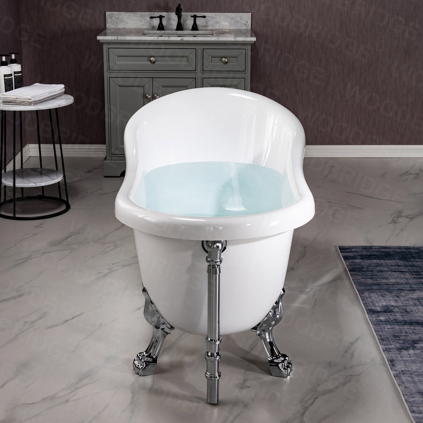 WOODBRIDGE 59" Heavy Duty Acrylic Slipper Clawfoot Bath Tub