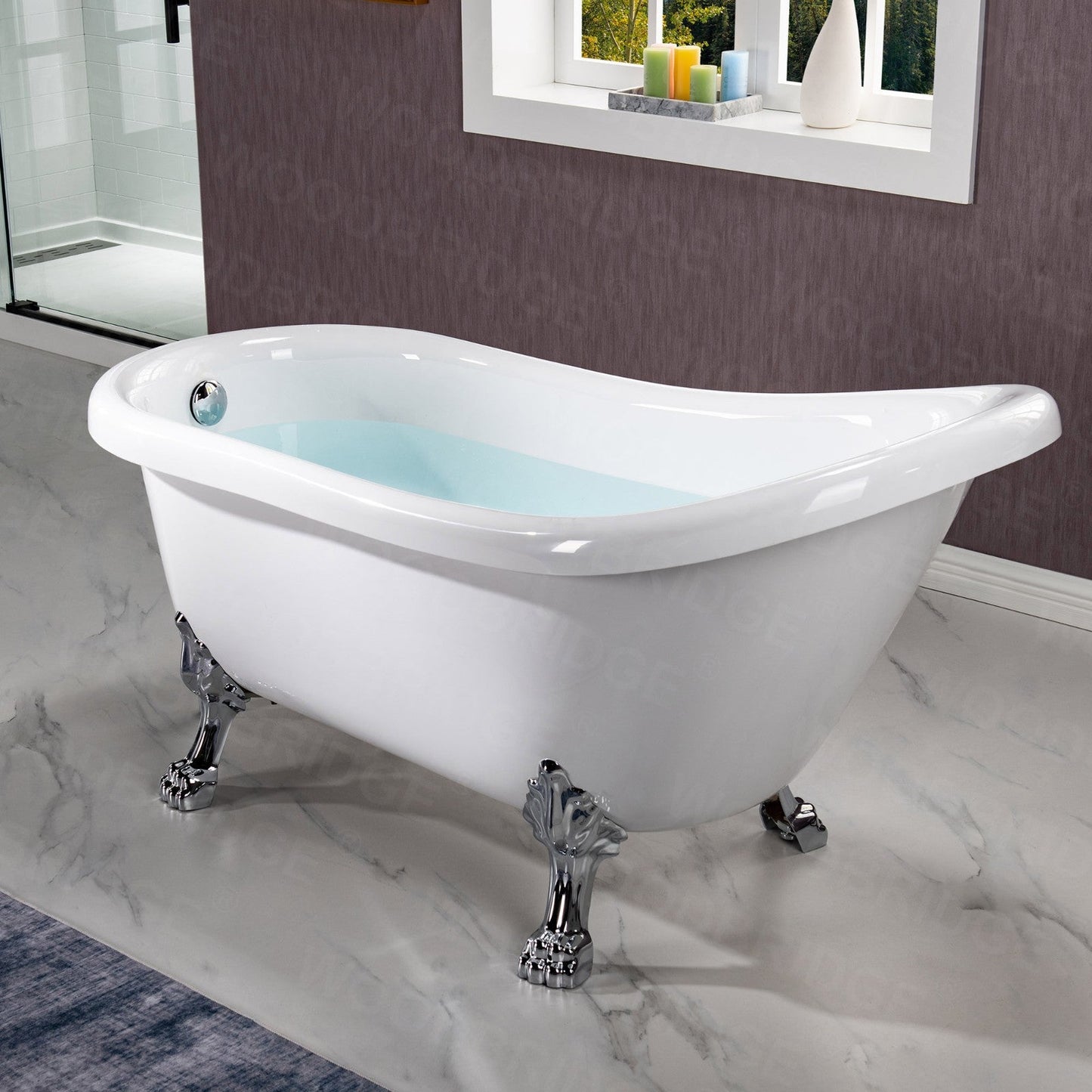 WOODBRIDGE 59" Heavy Duty Acrylic Slipper Clawfoot Bath Tub