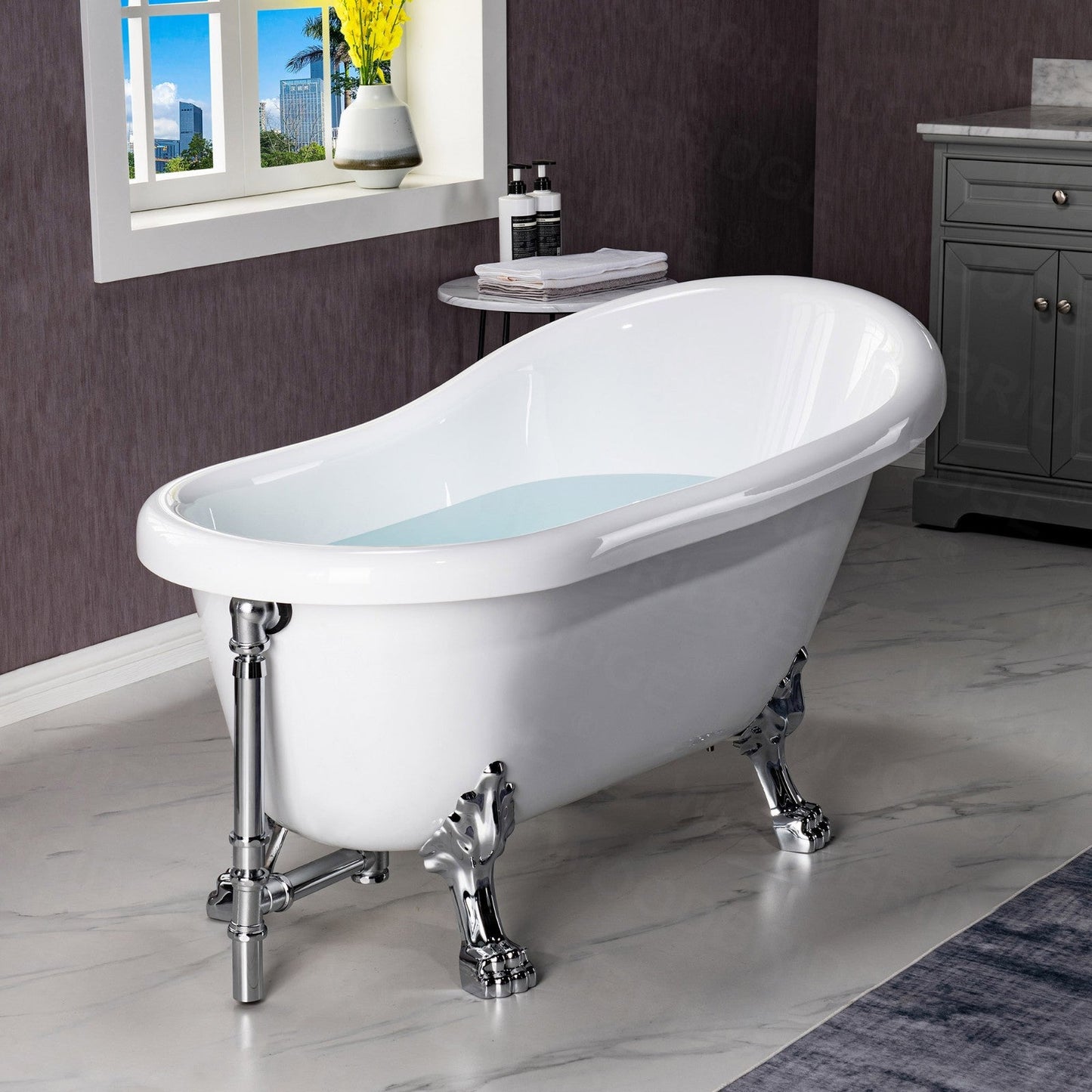 WOODBRIDGE 54" Heavy Duty Acrylic Slipper Clawfoot Bath Tub