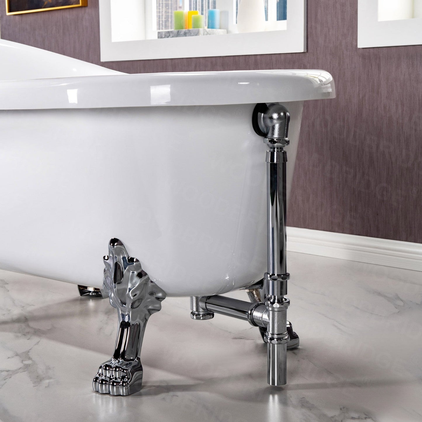 WOODBRIDGE 54" Heavy Duty Acrylic Slipper Clawfoot Bath Tub