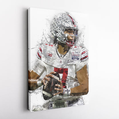C.J. Stroud Canvas Art – Ohio State Buckeyes Wall Decor