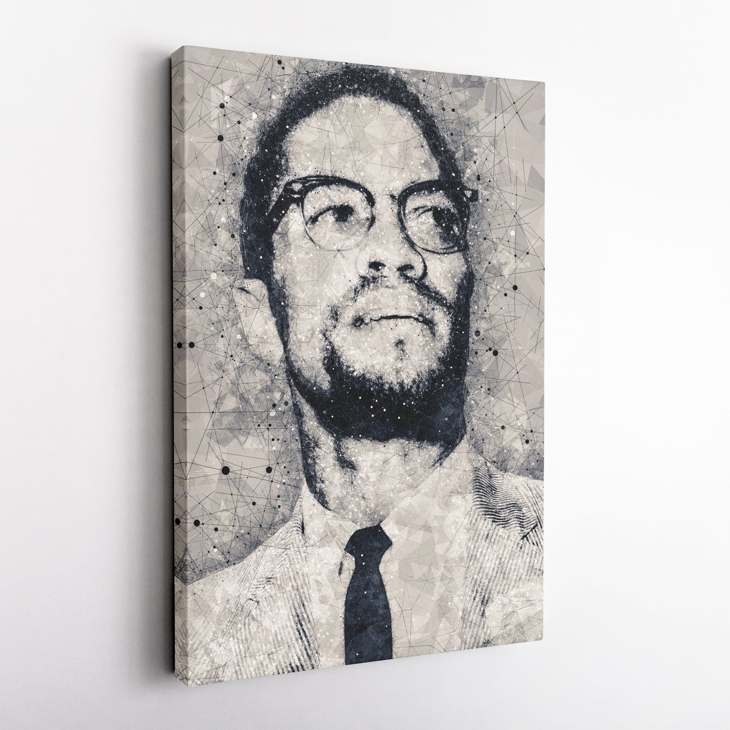 Malcolm X Canvas Art – Civil Rights Geometric Wall Decor