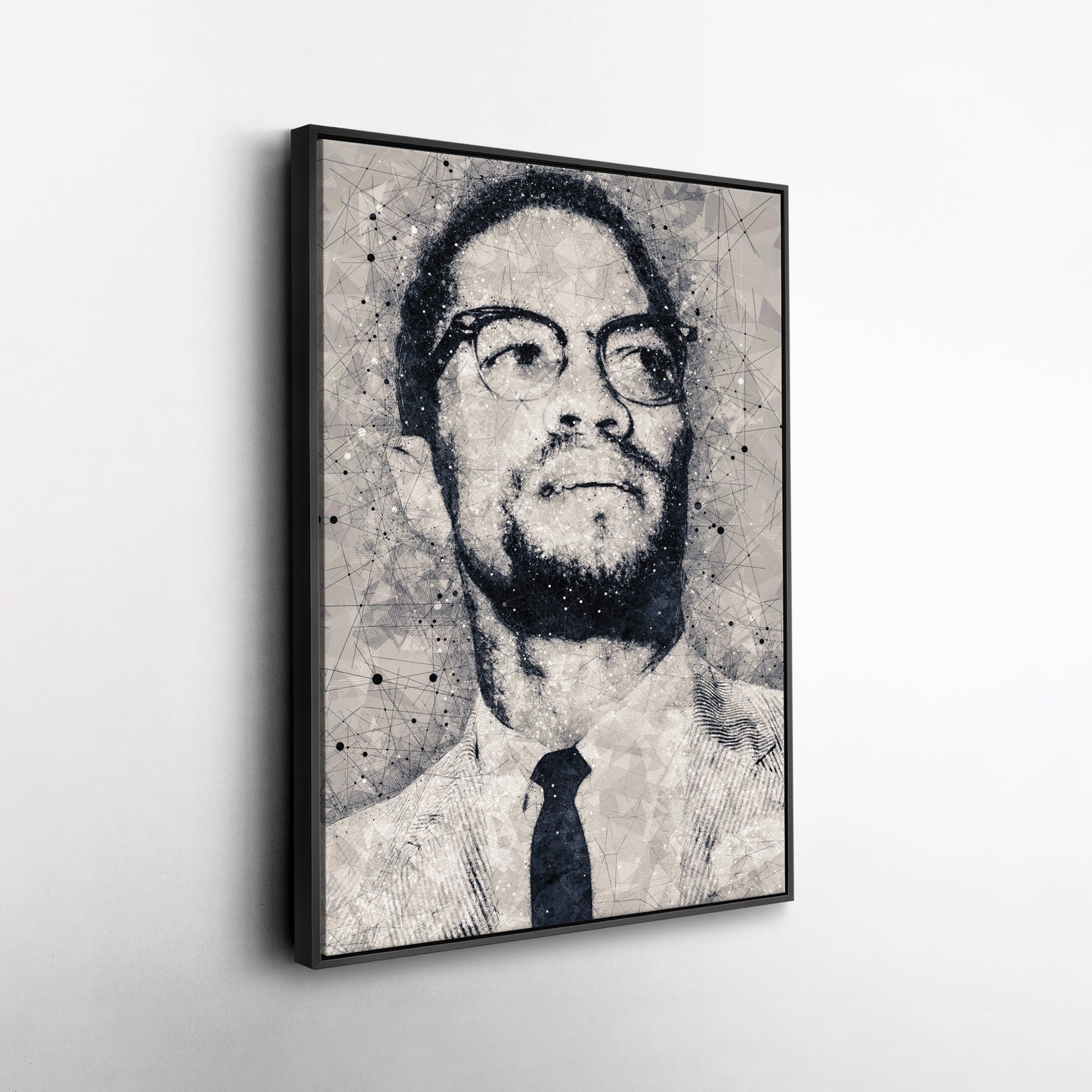 Malcolm X Canvas Art – Civil Rights Geometric Wall Decor