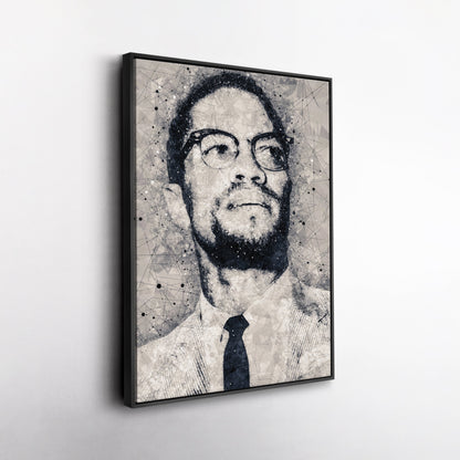 Malcolm X Canvas Art – Civil Rights Geometric Wall Decor