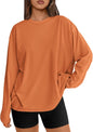 Big & Tall Clothing - Women's Oversized Long Sleeve T-Shirt Basic Crewneck Tee Fall Casual Top