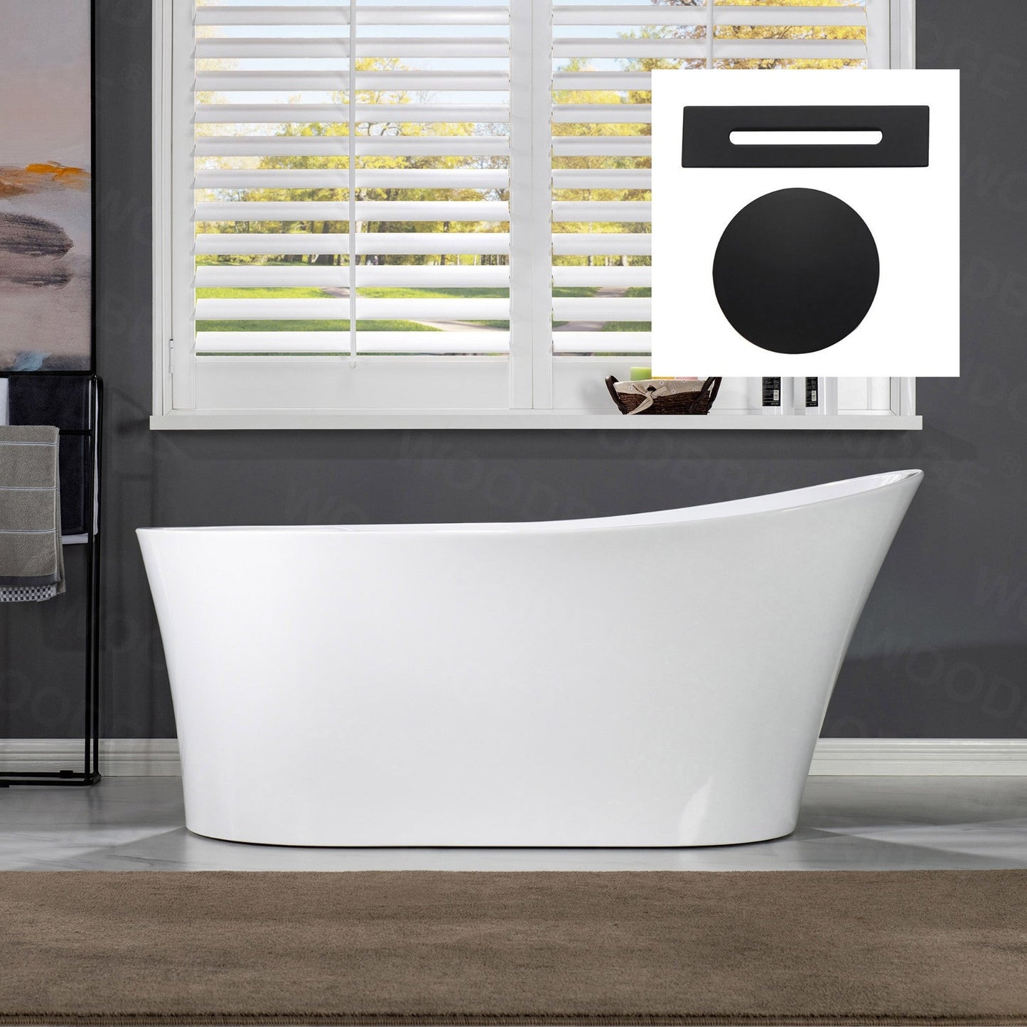 WOODBRIDGE 67" Acrylic Freestanding Bathtub Contemporary Soaking Tub
