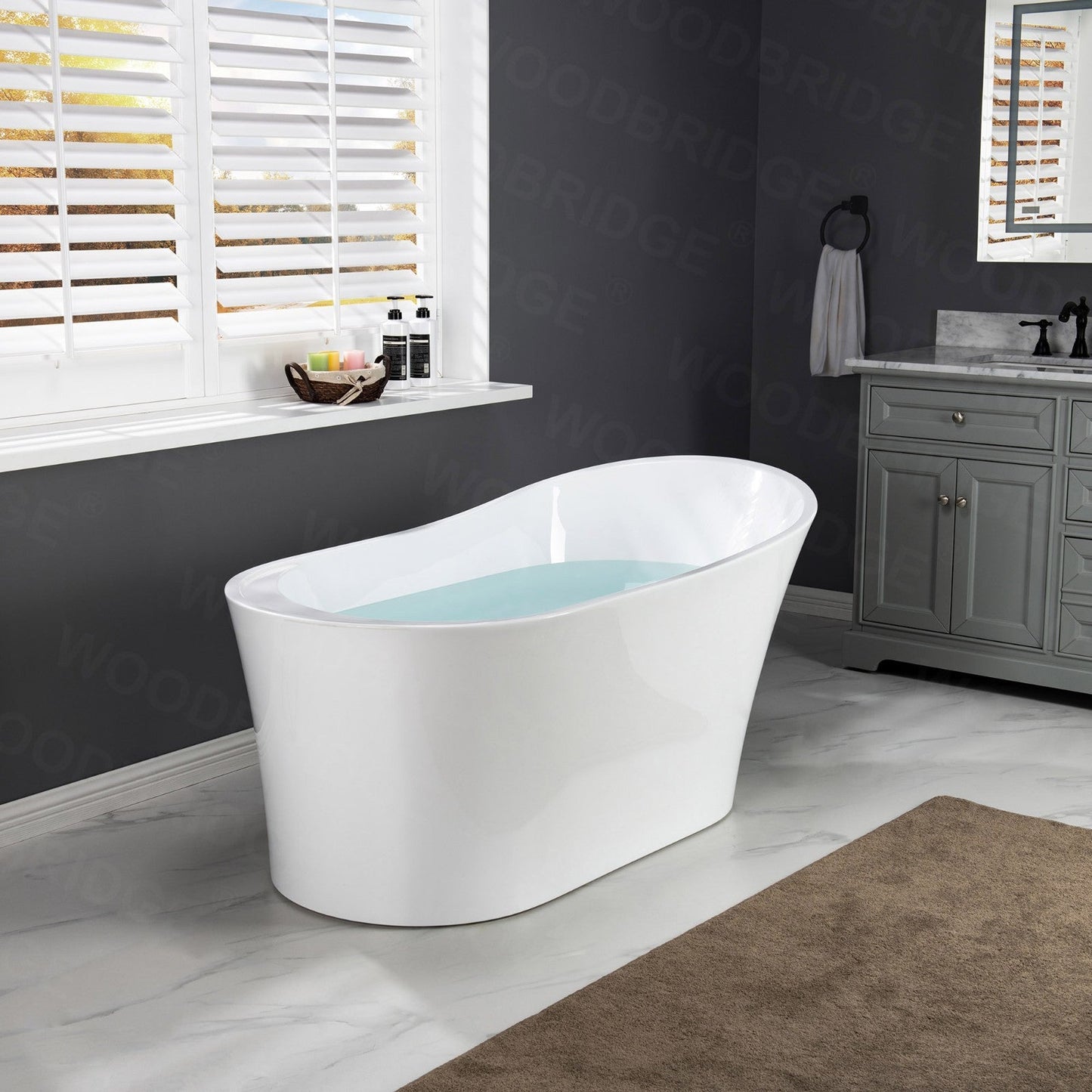 WOODBRIDGE 67" Acrylic Freestanding Bathtub Contemporary Soaking Tub