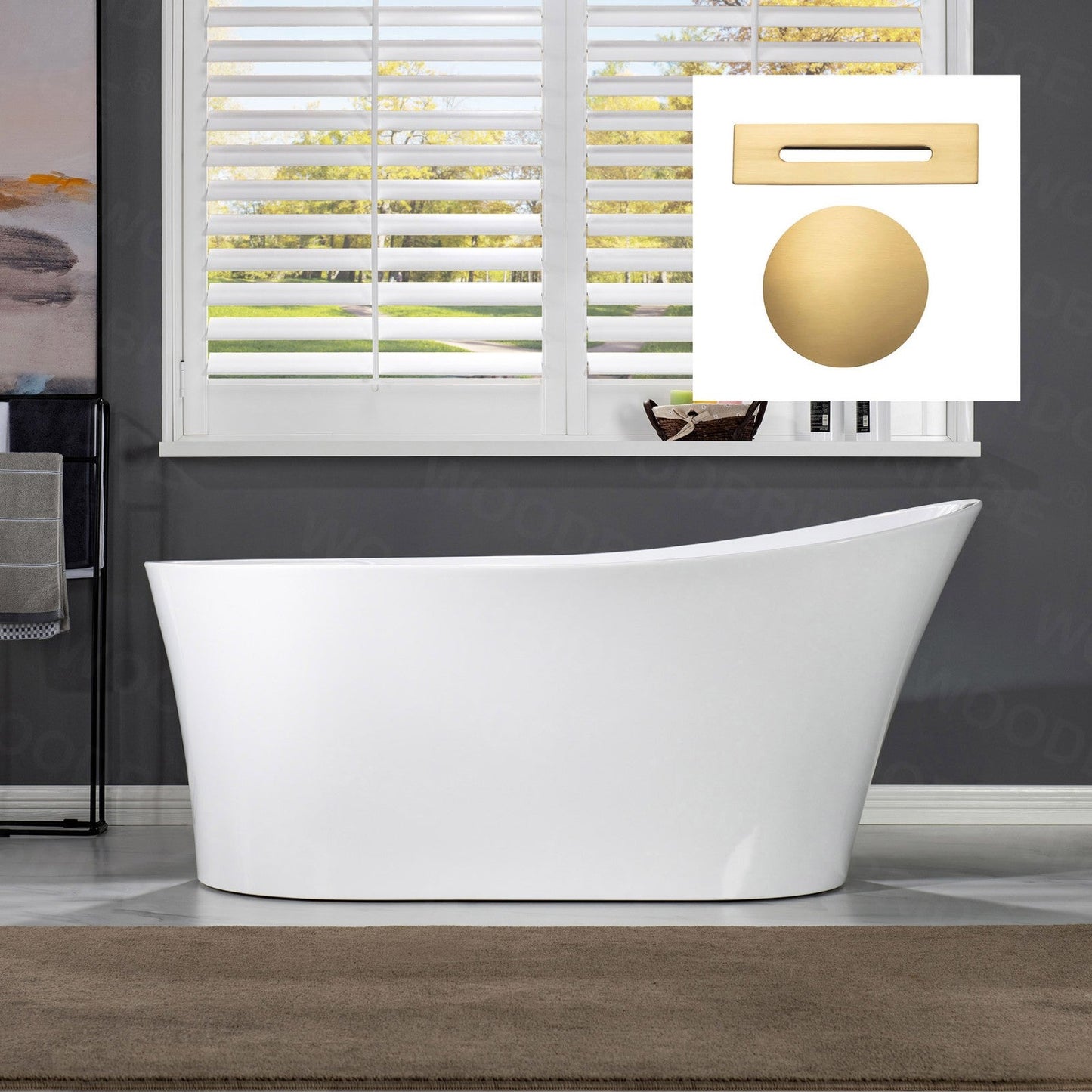 WOODBRIDGE 67" Acrylic Freestanding Bathtub Contemporary Soaking Tub