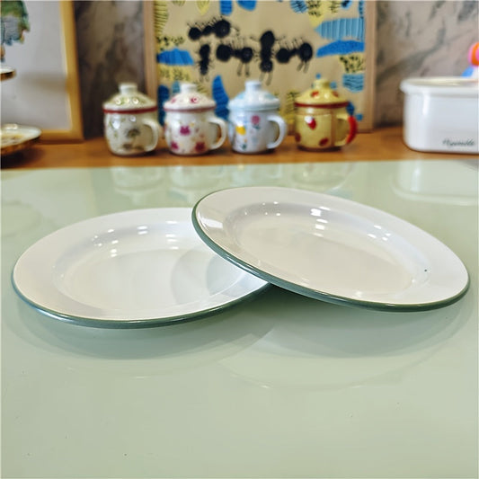 Vintage Enamel Serving Plates Set  Elegant Dining Essential