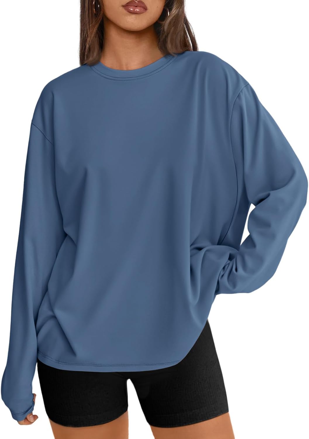 Big & Tall Clothing - Women's Oversized Long Sleeve T-Shirt Basic Crewneck Tee Fall Casual Top