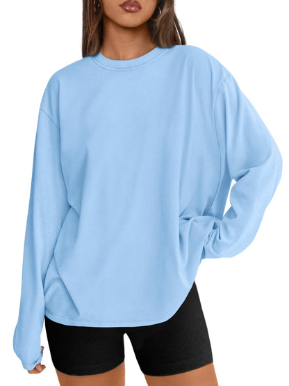 Big & Tall Clothing - Women's Oversized Long Sleeve T-Shirt Basic Crewneck Tee Fall Casual Top