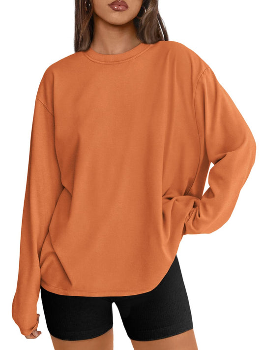 Big & Tall Clothing - Women's Oversized Long Sleeve T-Shirt Basic Crewneck Tee Fall Casual Top