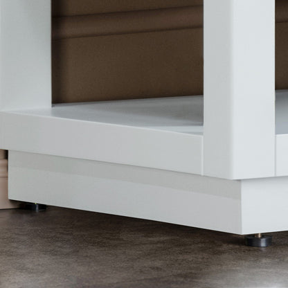 WOODBRIDGE Venice 30"x21"x33" Solid Wood Bath Vanities Side Cabinet in White with Brushed Nickel Trim and Engineered Stone Composite Vanity Top in Carrara White 3 Pre-Drilled Holes for 8-inch Widespread Faucet.