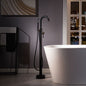 WOODBRIDGE F0023BNRD Contemporary Single Handle Floor Mount Freestanding Tub Filler Faucet with Cylinder Shape Hand shower
