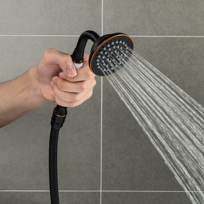 WOODBRIDGE F0023BNVT Fusion Single Handle Floor Mount Freestanding Tub Filler Faucet with Telephone Hand shower