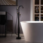 WOODBRIDGE F0023BNSQ Fusion Single Handle Floor Mount Freestanding Tub Filler Faucet with Square Comfort Grip Hand Shower