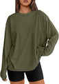 Big & Tall Clothing - Women's Oversized Long Sleeve T-Shirt Basic Crewneck Tee Fall Casual Top