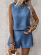 Round Neck Sleeveless Top Set with Shorts for Women