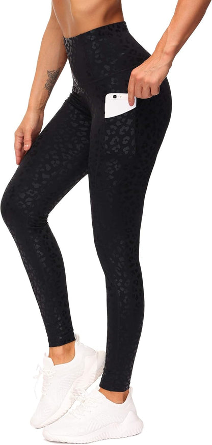 Women's High Waisted Yoga Leggings with Pockets - Thick Tummy Control Workout Pants