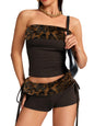 Valentine Leopard Costume - Strapless Crop Top and Low Rise Shorts - Club Going Out Outfit