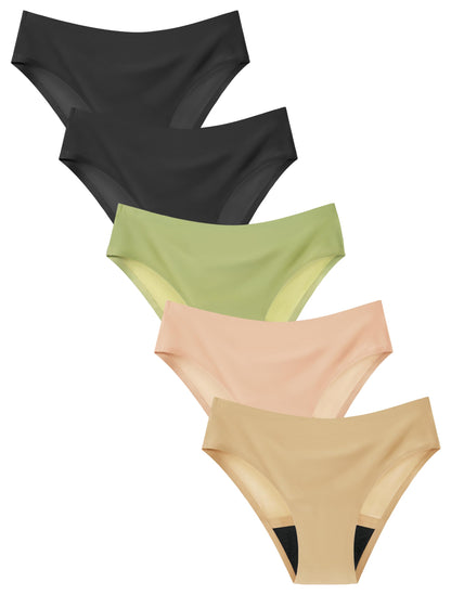 Teen Period Underwear 5-Pack - Seamless Leakproof Menstrual Panties for Girls