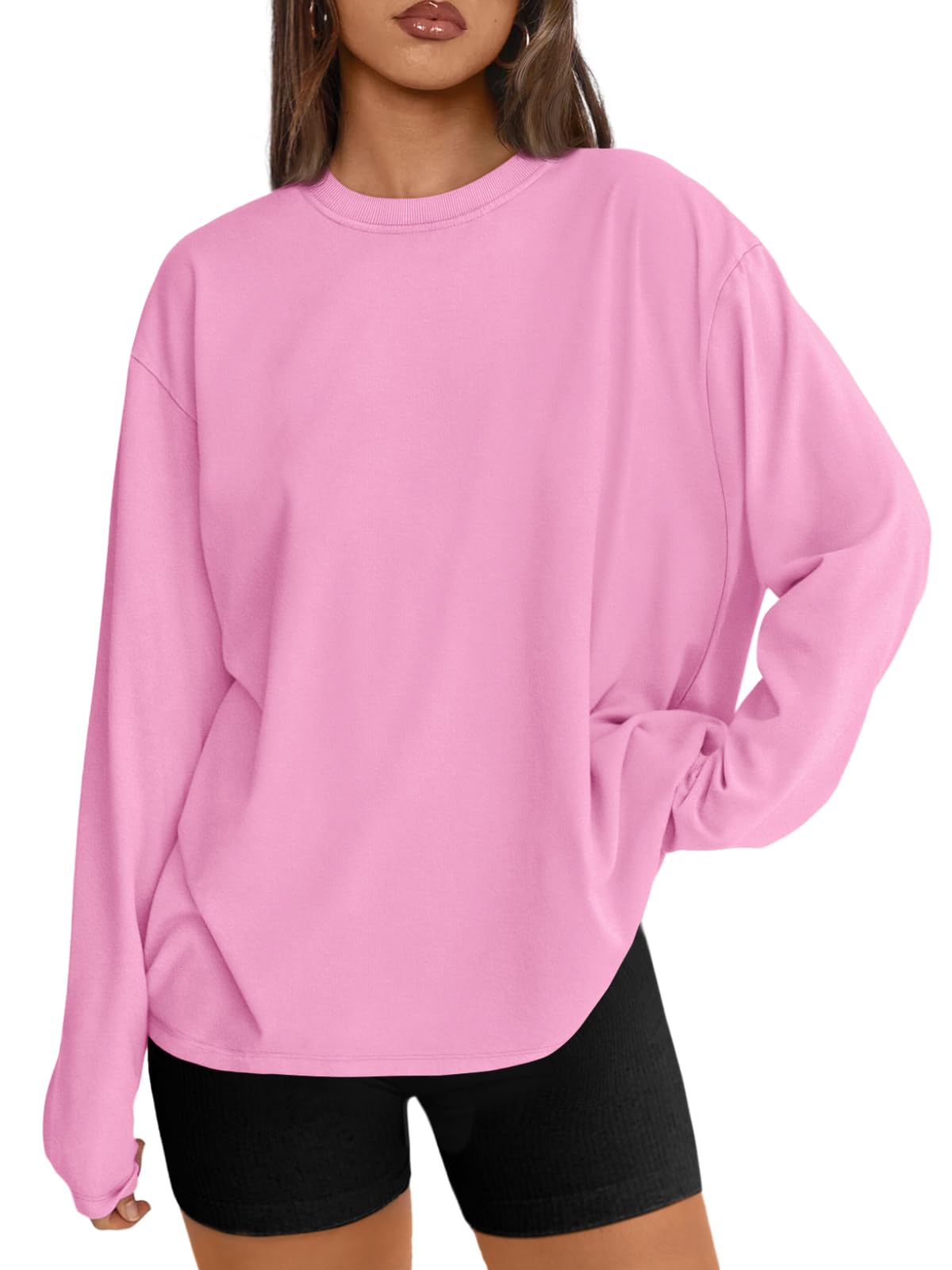Big & Tall Clothing - Women's Oversized Long Sleeve T-Shirt Basic Crewneck Tee Fall Casual Top