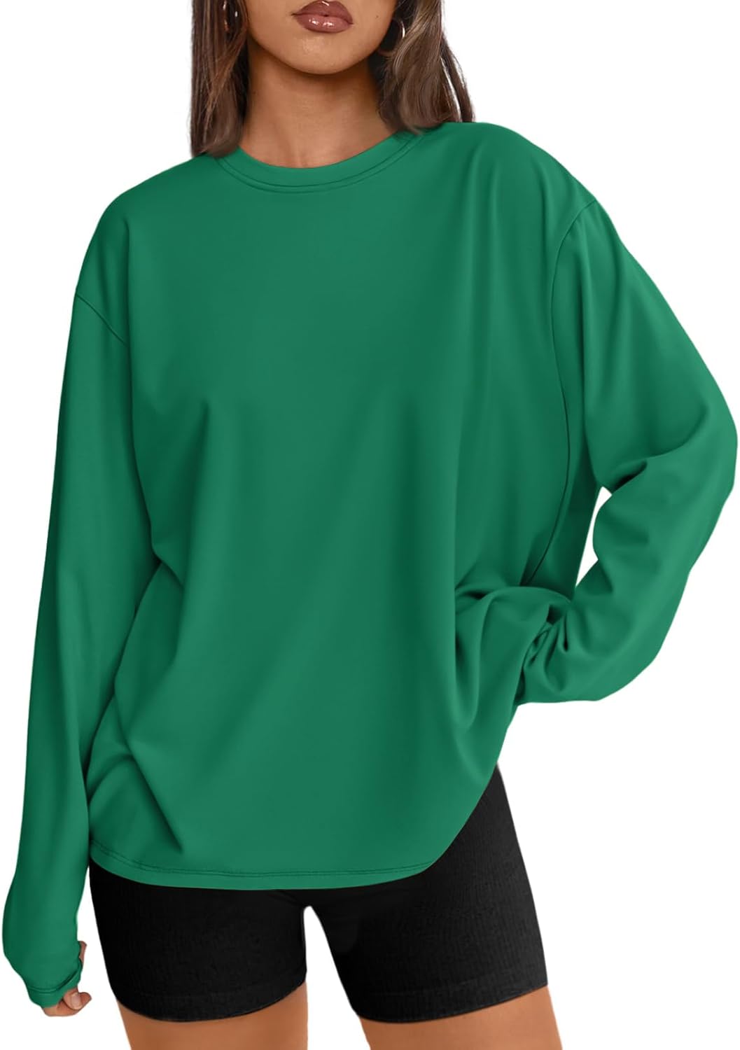 Big & Tall Clothing - Women's Oversized Long Sleeve T-Shirt Basic Crewneck Tee Fall Casual Top