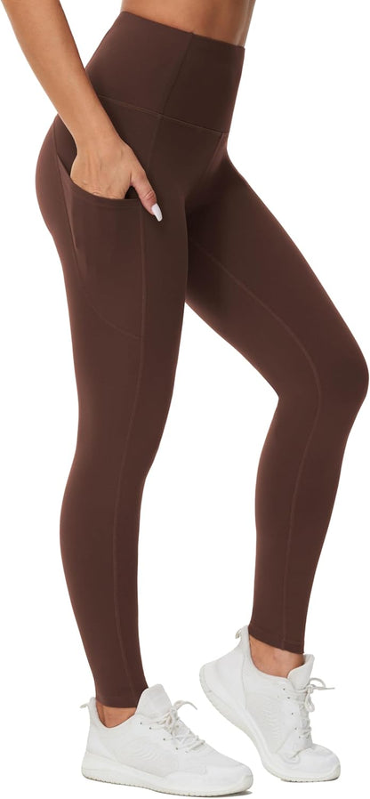 Women's High Waisted Yoga Leggings with Pockets - Thick Tummy Control Workout Pants