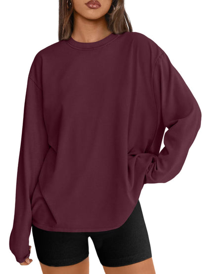 Big & Tall Clothing - Women's Oversized Long Sleeve T-Shirt Basic Crewneck Tee Fall Casual Top