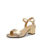 Women's Low Block Heel Sandals - Open Toe Ankle Strap Chunky Heels with Buckle