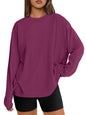Big & Tall Clothing - Women's Oversized Long Sleeve T-Shirt Basic Crewneck Tee Fall Casual Top