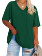 Cato Fashions Online - Women's Plus Size V-Neck Cotton T-Shirts - Summer Half Sleeve Casual Loose Fit Tunic Tops