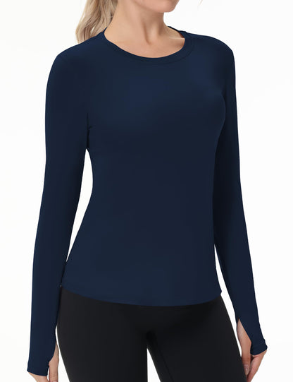 Women's UPF 50+ Sun Protection Long Sleeve Shirt - Athletic Rash Guard with Thumb Holes