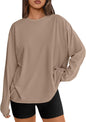 Big & Tall Clothing - Women's Oversized Long Sleeve T-Shirt Basic Crewneck Tee Fall Casual Top