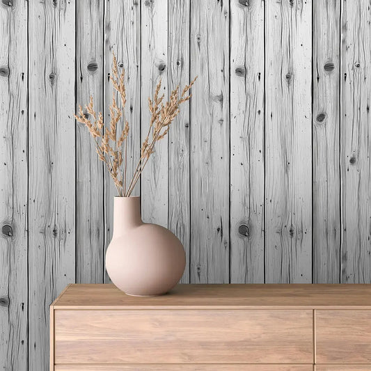 Silvered Timber Plank Wallpaper