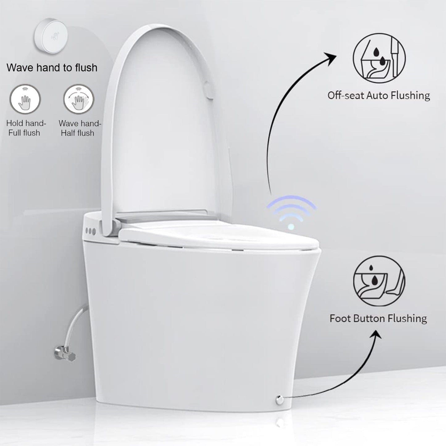 WOODBRIDGE BW5100S One Piece Modern,Slim, Tankless and High Efficiency Toilet with Battery Operated Auto Flushing