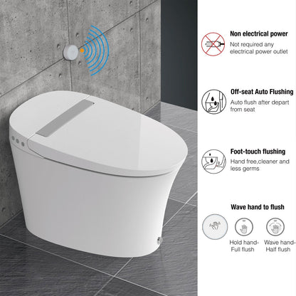 WOODBRIDGE BW5100S One Piece Modern,Slim, Tankless and High Efficiency Toilet with Battery Operated Auto Flushing