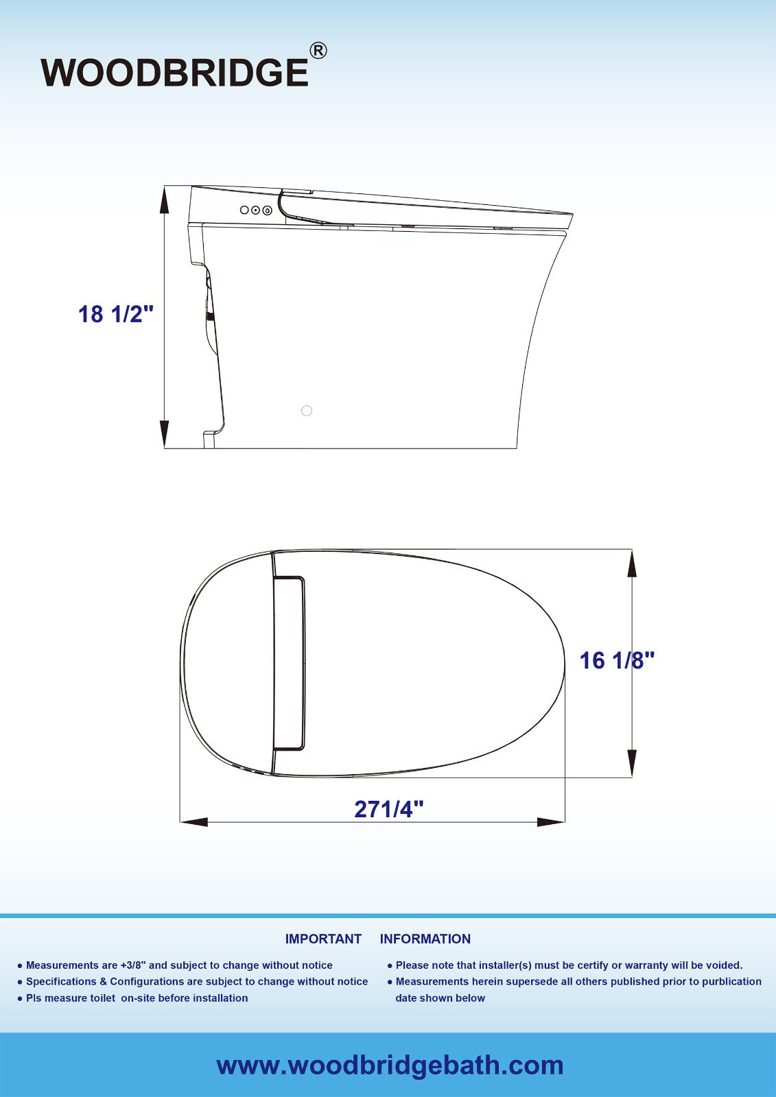 WOODBRIDGE BW5100S One Piece Modern,Slim, Tankless and High Efficiency Toilet with Battery Operated Auto Flushing