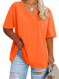Cato Fashions Online - Women's Plus Size V-Neck Cotton T-Shirts - Summer Half Sleeve Casual Loose Fit Tunic Tops