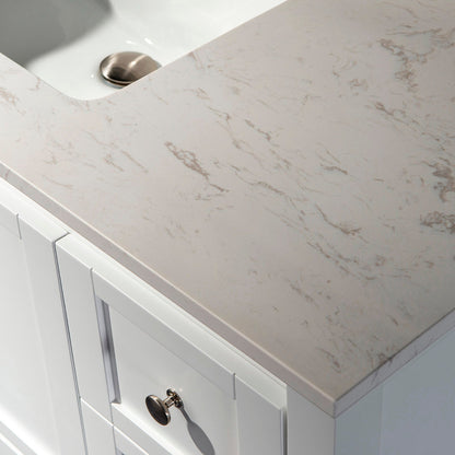 WOODBRIDGE 37" x22" Vanity Top with Single Under Mount Rectangle Bowl, Carrara White Engineered stone, Pre-drilled with 3-hole for 8-inch Widespread Faucet set up Option