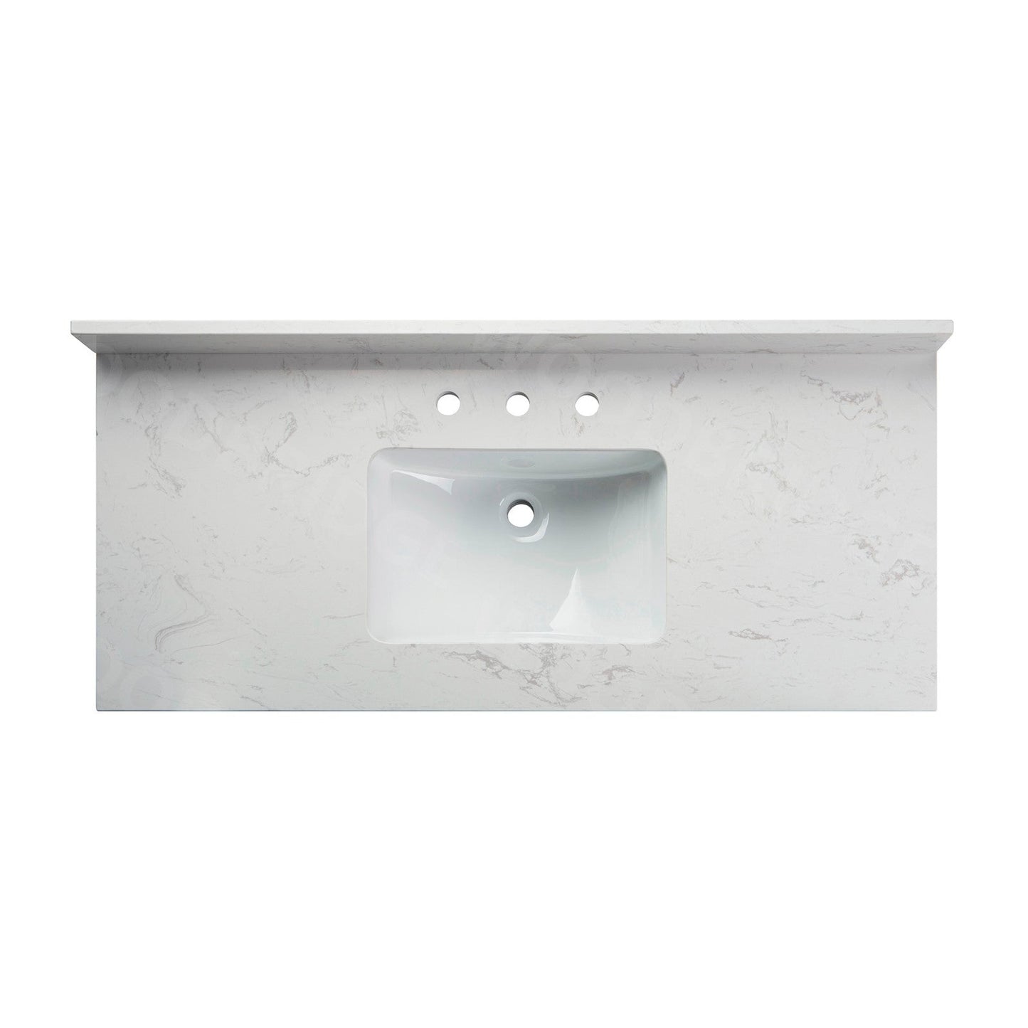 WOODBRIDGE 49"x22" Vanity Top with Single Under Mount Rectangle Bowl, Carrara White Engineered stone, Pre-drilled with 3-hole for 8-inch Widespread Faucet set up Option