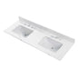 WOODBRIDGE 61" x 22" Vanity Top with Double Under Mount Rectangle Bowls, Fish Belly Engineered stone, Pre-drilled with 3-hole for 8-inch Widespread Faucet set up Option