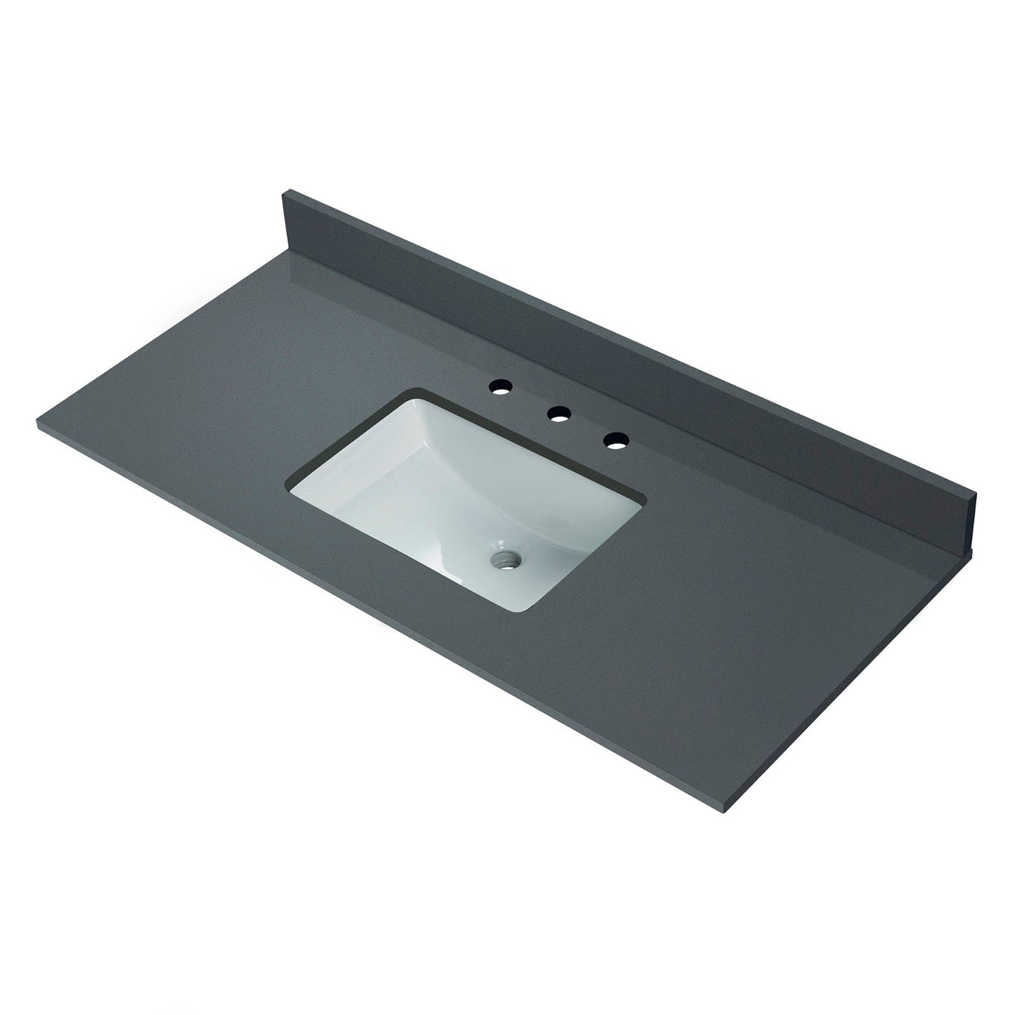 WOODBRIDGE 49"x22" Vanity Top with Single Under Mount Rectangle Bowl, Dark Gray Engineered stone, Pre-drilled with 3-hole for 8-inch Widespread Faucet set up Option