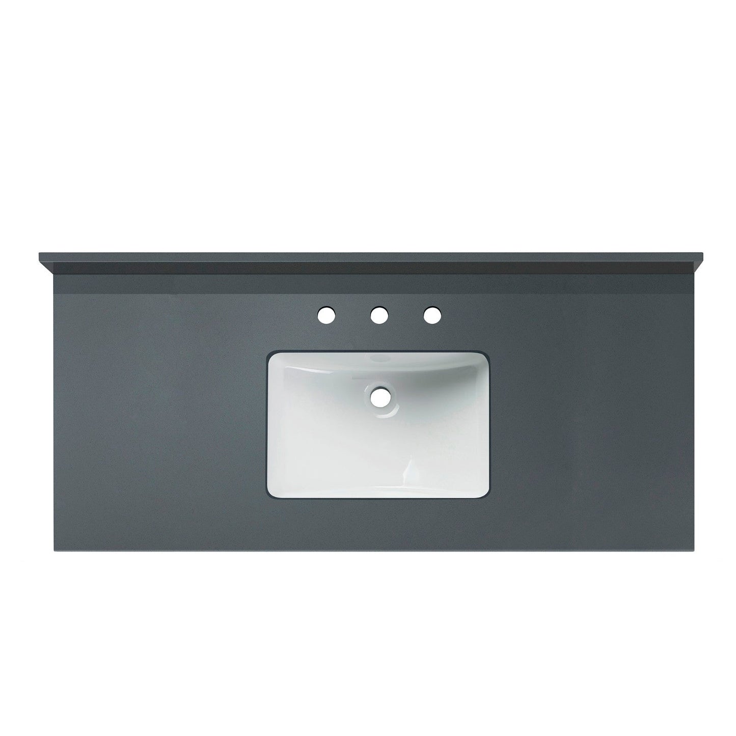 WOODBRIDGE 49"x22" Vanity Top with Single Under Mount Rectangle Bowl, Dark Gray Engineered stone, Pre-drilled with 3-hole for 8-inch Widespread Faucet set up Option
