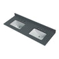 WOODBRIDGE 61" x 22" Vanity Top with Double Under Mount Rectangle Bowls, Dark Gray Engineered stone, Pre-drilled with 3-hole for 4-inch Centerset Faucet set up Option