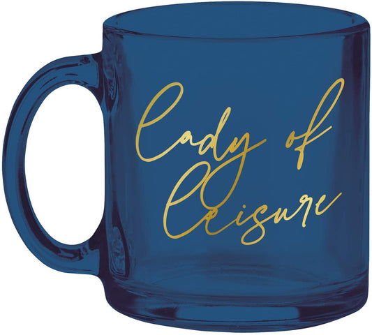 Lady of Leisure Single-Wall Glass Mug in Dark Blue Tinted Glass and