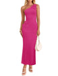 Women's One Shoulder Maxi Dress - Floral Ribbed Knit Summer Cocktail Dress